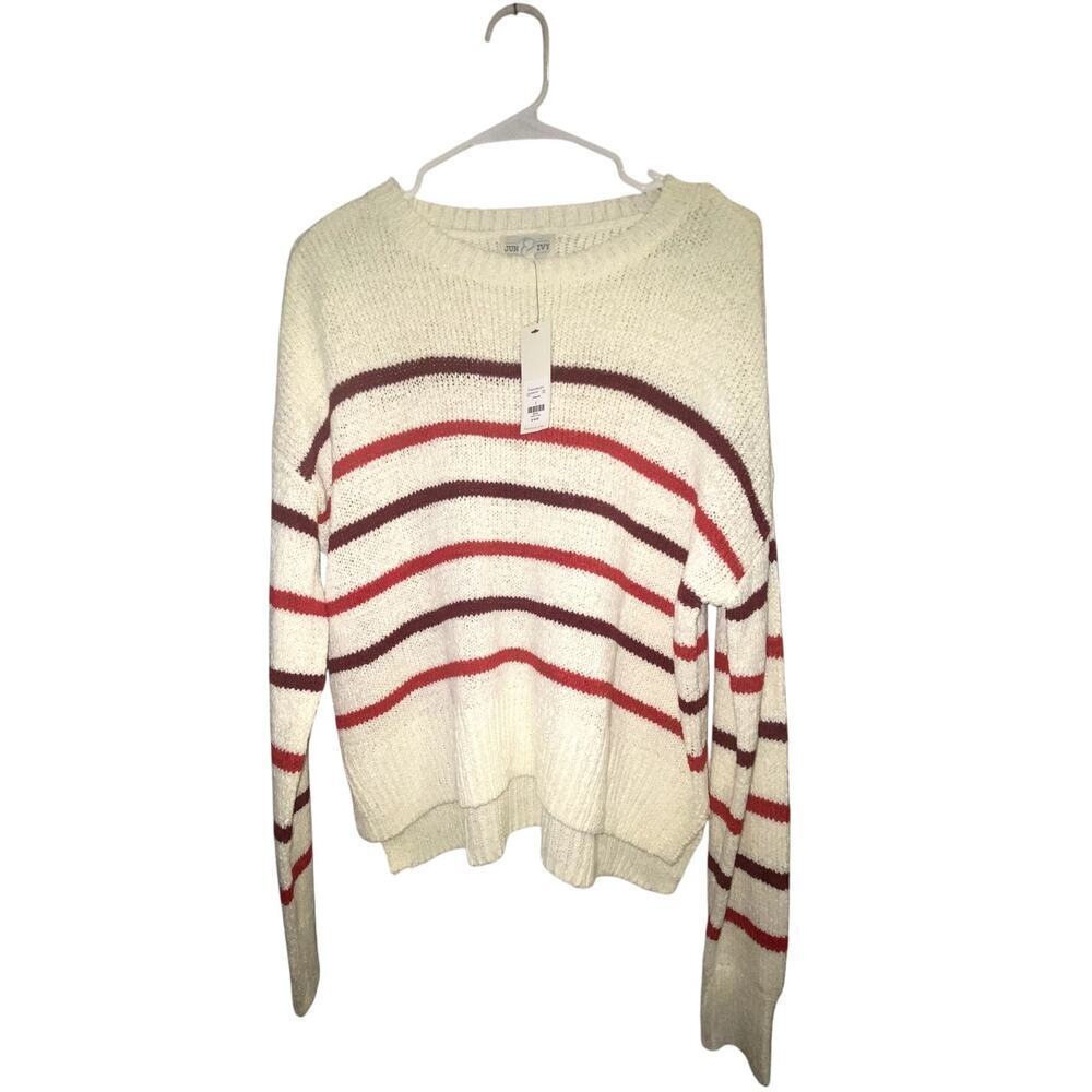 NWT Francescas Striped Colorblock Knit Sweater Size Large